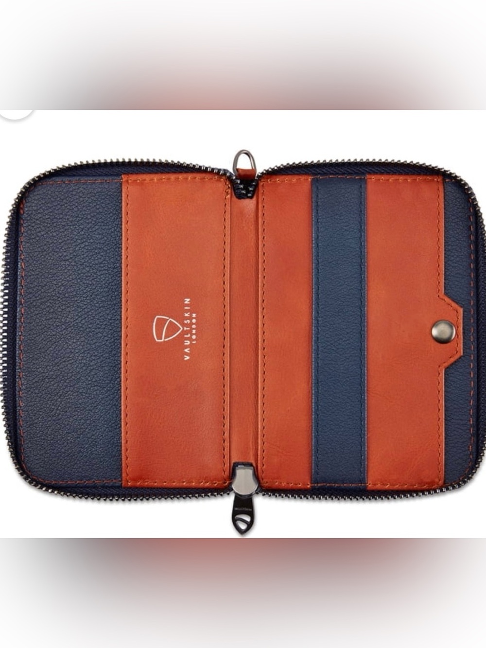 Vaultskin Notting Hill RFID-Blocking Leather Zipper Wallet, Cognac